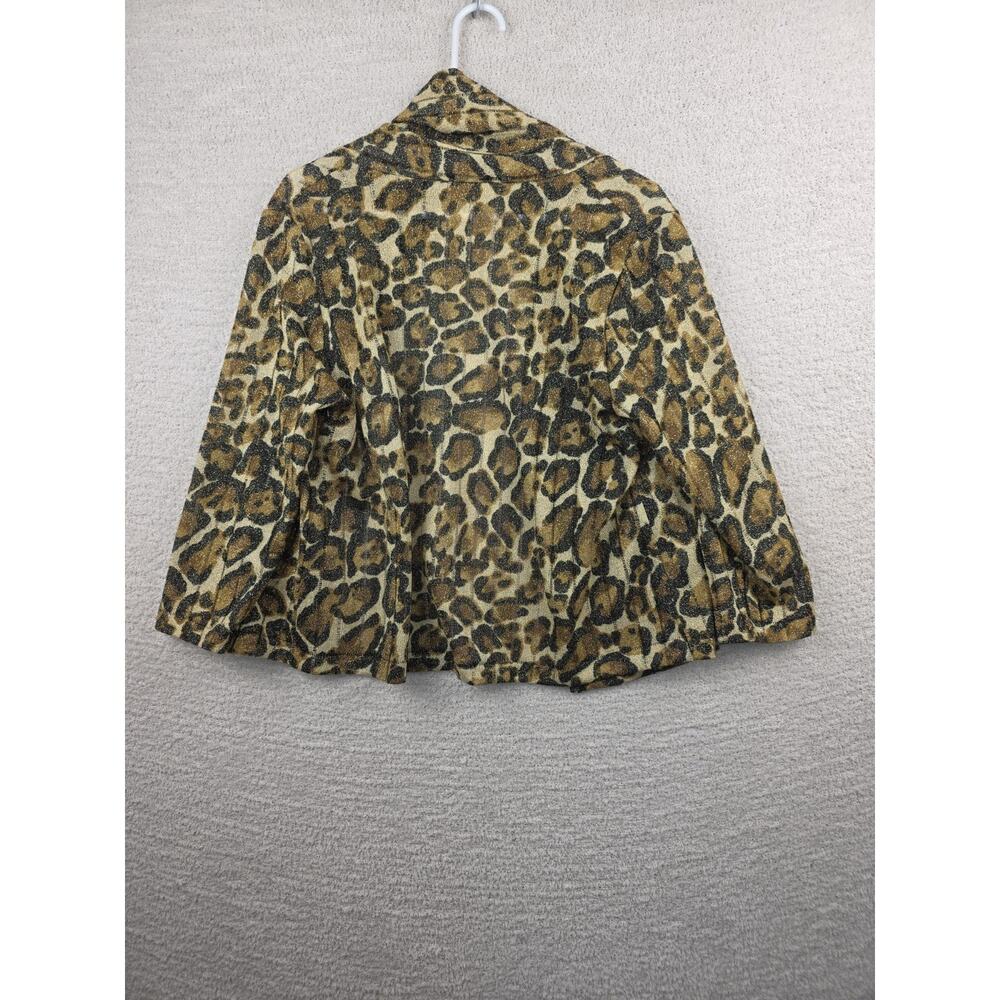Ruby Rd. Petite Leopard Print Metallic Cardigan Size PL - Picture 4 of 8
